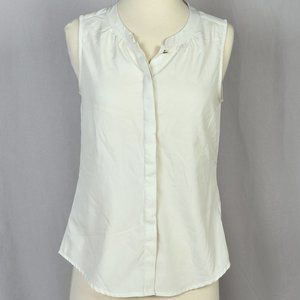 Banana Republic White Sleeveless Top Mandarin Collar Size S {EX+}